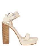 Chloe Chlo White Leather Stacked Heel Sandals White/beige 38.5