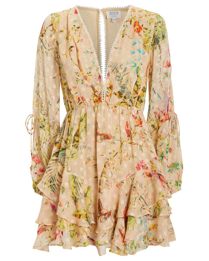 Hemant & Nandita Veena Floral Dress Biege/floral S