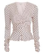 Torn Ronny Kobo Annabelle Polka Dot Top Pale Pink/black Xl