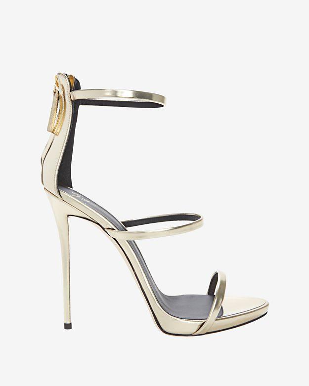 Giuseppe Zanotti Mirrored Leather Triple Strap Hi Sandal