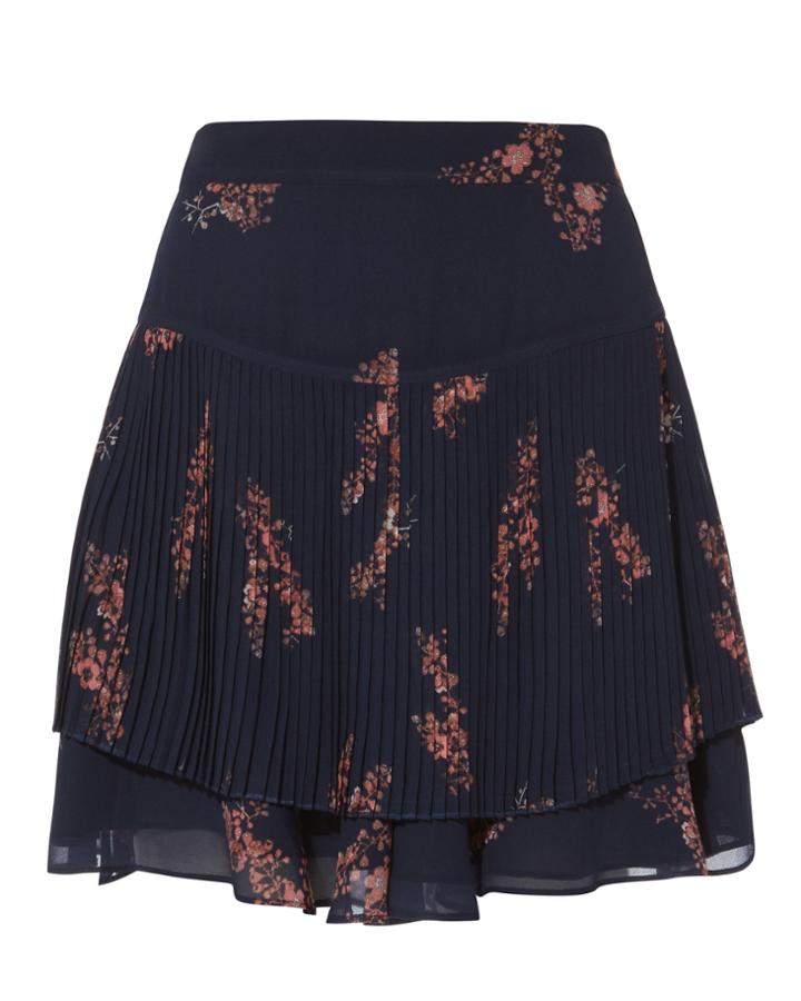 Derek Lam 10 Crosby Pleated Navy Mini Skirt Navy 00
