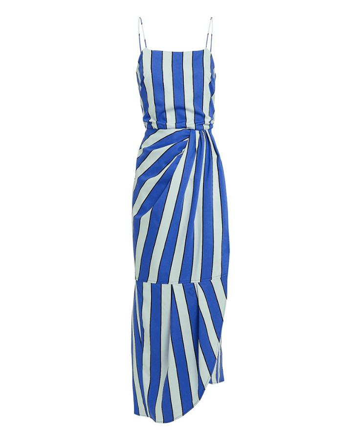 Derek Lam 10 Crosby Striped Sarong Dress Blue/white 6