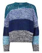 Derek Lam 10 Crosby Open Knit Colorblock Blue Sweater Blue-med P