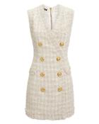 Balmain Fringed Tweed Mini Dress Ivory 38