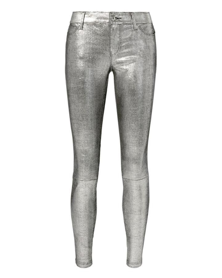 Rta Metallic Leather Jeans Silver 26