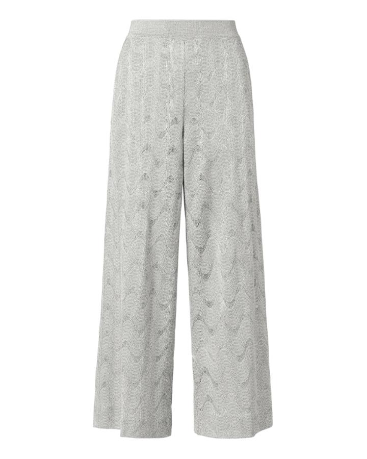 Missoni Silver Lurex Wide Leg Cropped Pants Silver 40