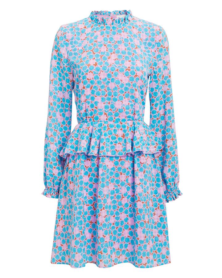 Stine Goya Christine Checkered Stardot Dress Blue M