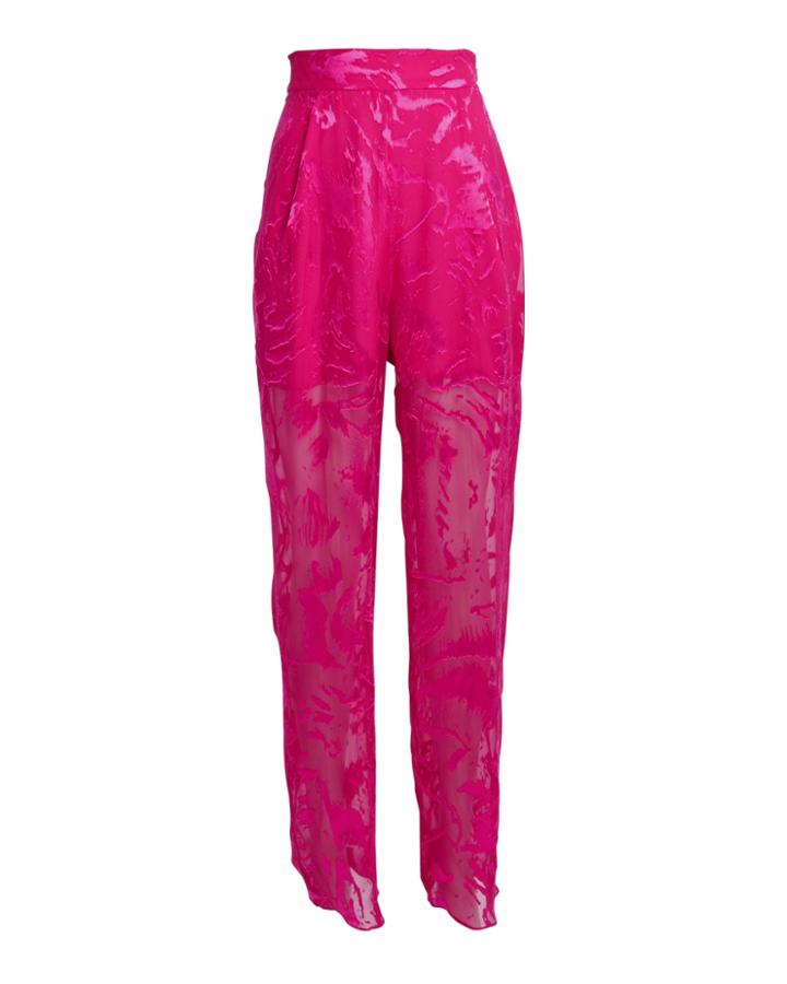Carmen March Jacquard Velvet High Rise Trousers Pink 36