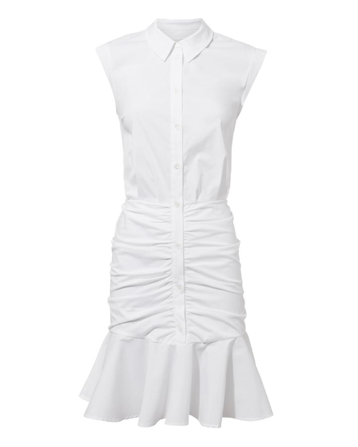 Veronica Beard Core Bell White Ruched Dress White Zero
