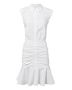 Veronica Beard Core Bell White Ruched Dress White Zero