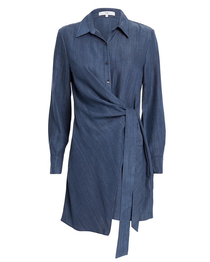 Tibi Tie Waist Shirtdress Dark Blue 00