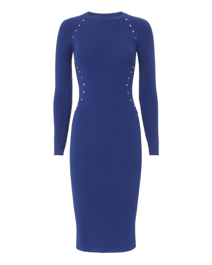 Mugler Star Ribbed Knit Dress