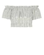 Love Shack Fancy Loveshackfancy Off Shoulder Embroidered Crop Top Stripe S