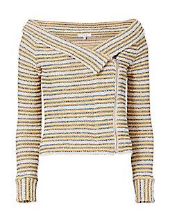 Iro Vana Striped Off-the-shoulder Knit Jacket
