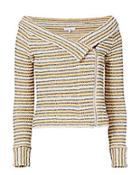 Iro Vana Striped Off-the-shoulder Knit Jacket