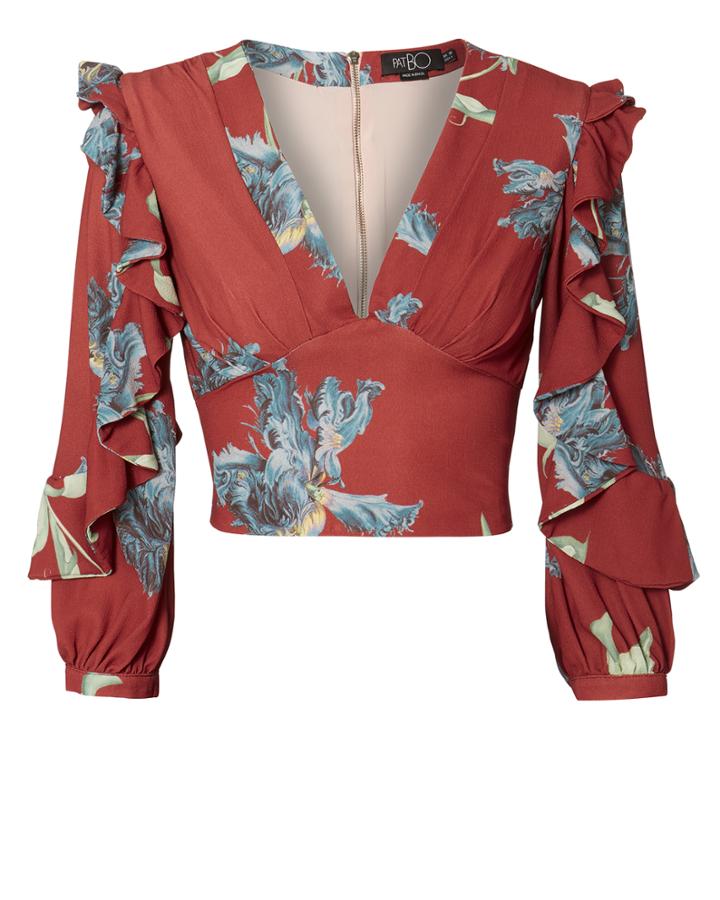 Patbo Floral Print Ruffle Blouse Multi L