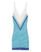 My Beachy Side Penelope Crochet Mini Dress Blue/white 1size
