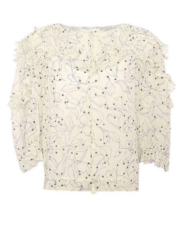 See By Chloe Ruffled Tie Neckline Print Blouse