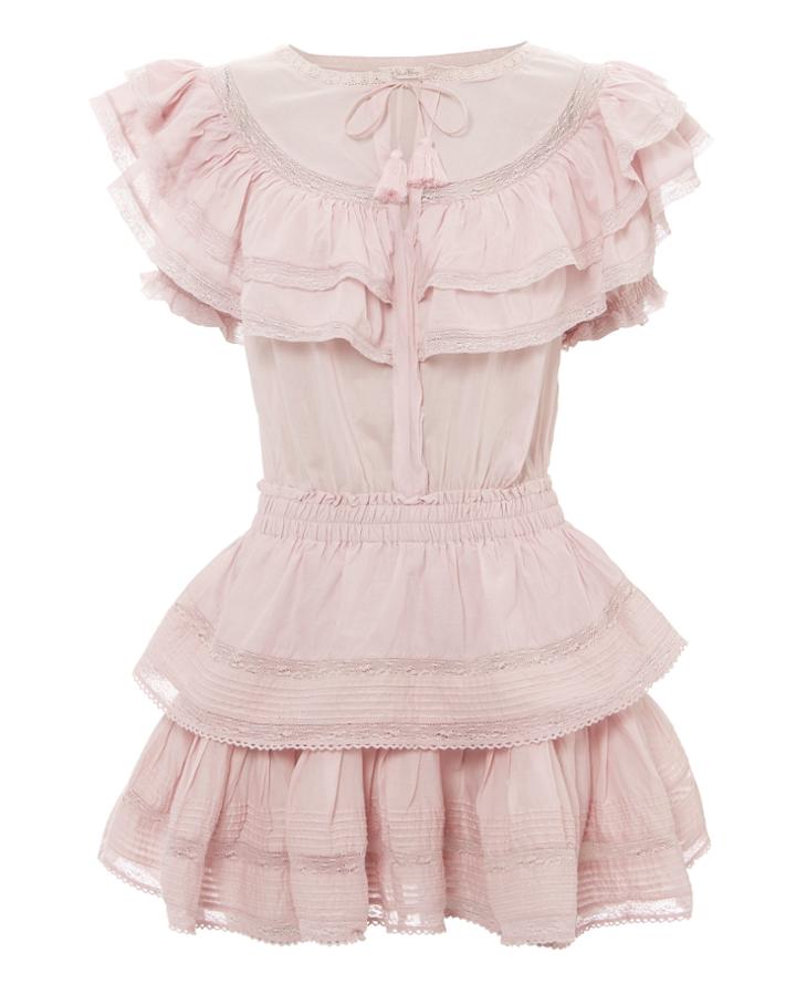 Love Shack Fancy Loveshackfancy Liv Ruffle Mini Dress Purple-lt S
