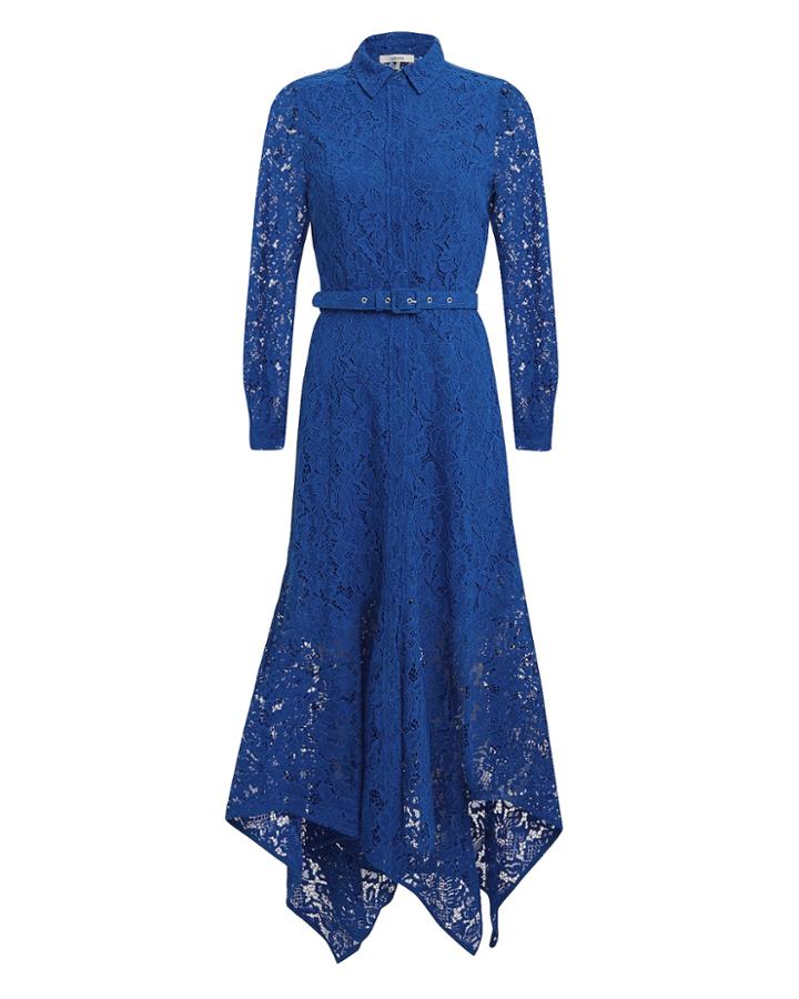Ganni Cotton Lace Lapis Blue Midi Dress Blue 36