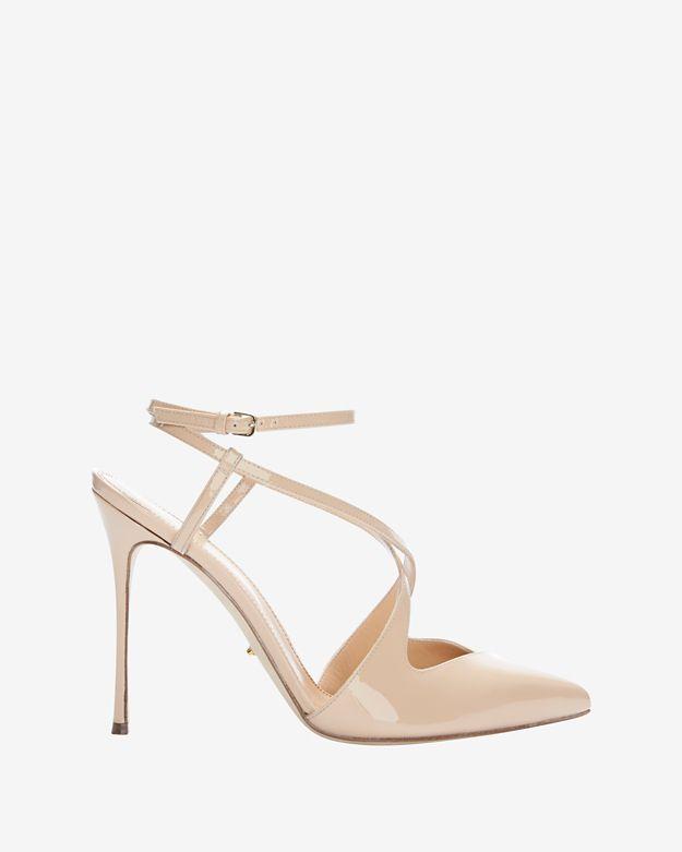 Sergio Rossi Strappy Patent Leather Pump: Nude