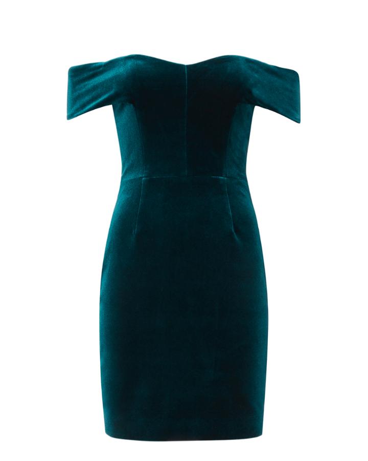 Nicholas Off Shoulder Velvet Mini Dress