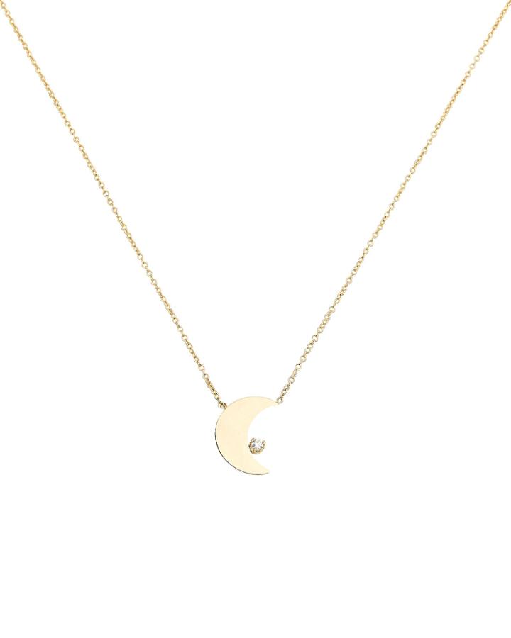 Zoe Chicco Crescent Moon Diamond Necklace Gold 1size