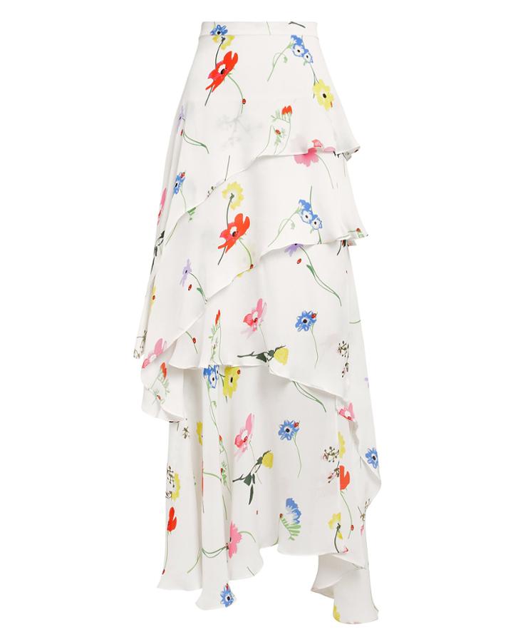 Olivia Rubin Elodie Tiered Skirt White/floral 6