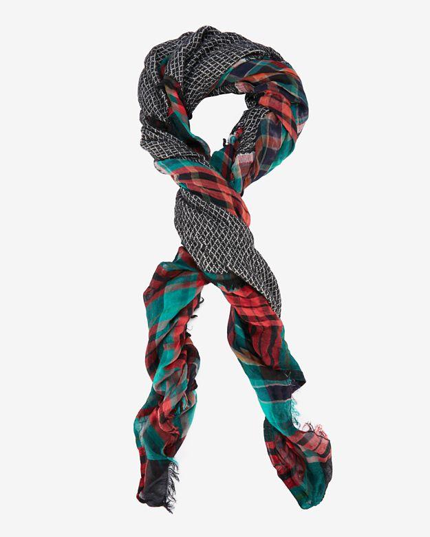 Essentiel Antwerp Plaid Patch Scarf