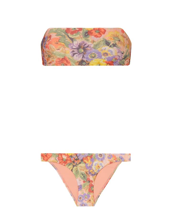 Zimmermann Lovelorn Bandeau Bikini Pri-floral Zero
