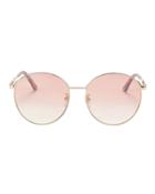 Gucci Pink Round Sunglasses Gold 1size