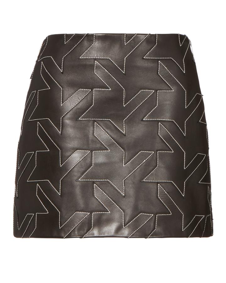 Helmut Lang Houndstooth Leather Mini Skirt