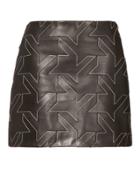 Helmut Lang Houndstooth Leather Mini Skirt
