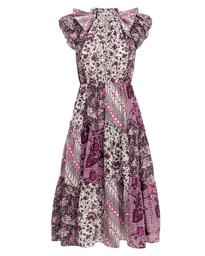 Ulla Johnson Asis Midi Dress Fuchsia Patchwork 8
