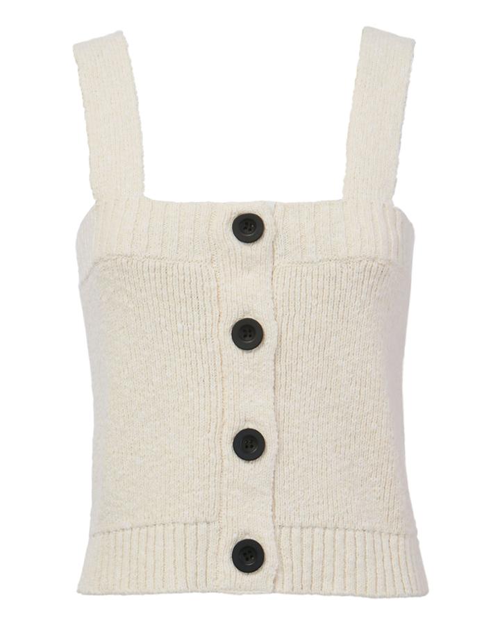 Derek Lam 10 Crosby Button Down Sweater Tank White S