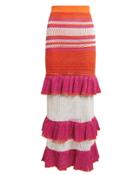 Suboo Carmen Ruffle Midi Skirt Orange/pink/white S
