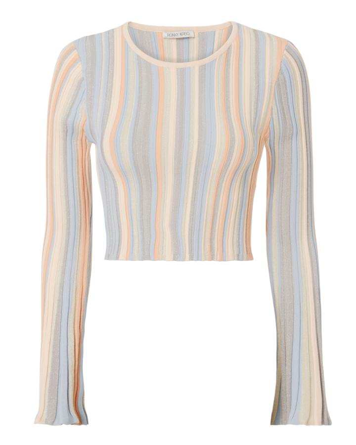 Torn Ronny Kobo Juni Pastel Striped Crop Top Multi S