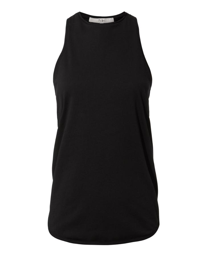 Tibi Shirred Back Cutout Tank Black S