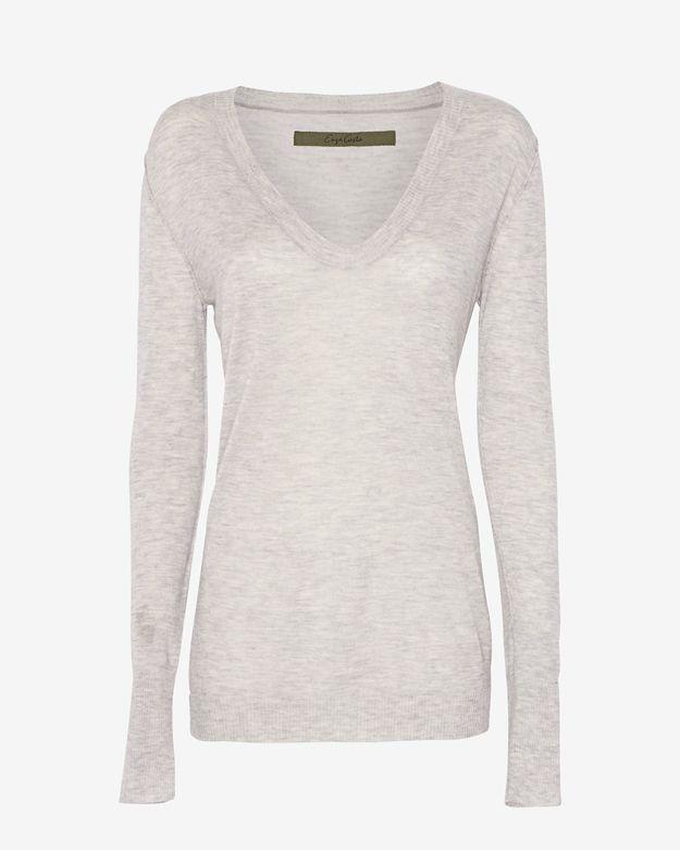Enza Costa U Neck Sweater: Grey