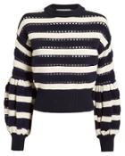 Self-portrait Striped Balloon Sleeve Sweater Multi S