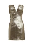 Redemption Gold Lam Strapless Mini Dress Gold 42