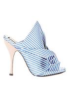 No. 21 Striped Large Bow Mule Sandals