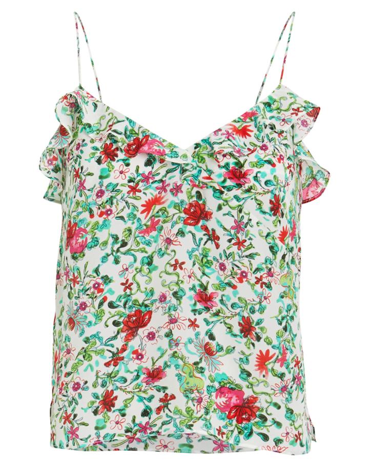 Saloni London Saloni Ani Floral Silk Camisole Ivory/red/green 4