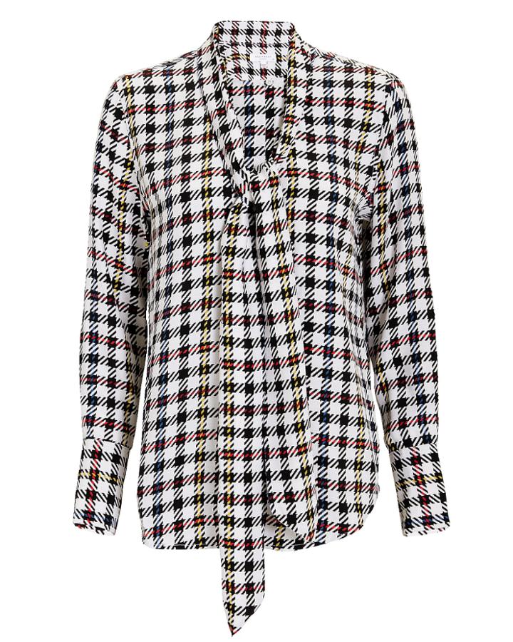Equipment Femme Equipment Luis Neck Tie Plaid Blouse Multi P