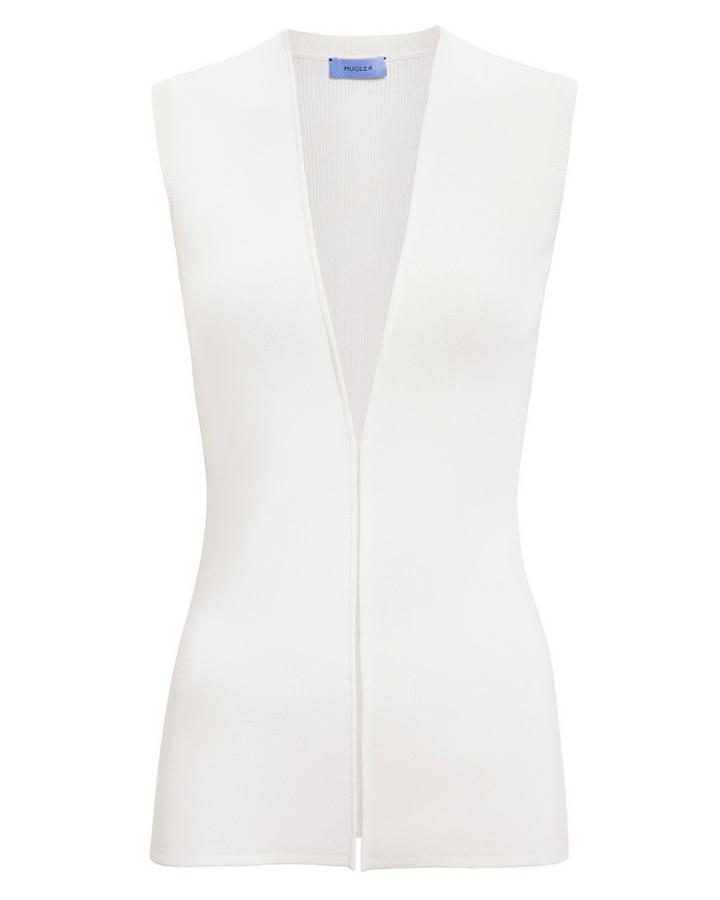 Thierry Mugler Mugler Mesh Panel Ivory Knit Top Ivory L