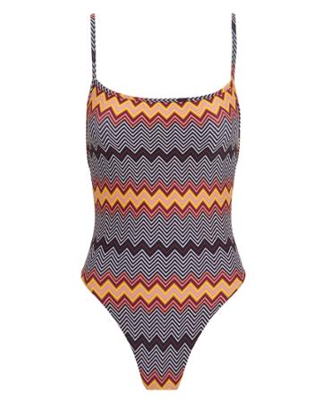 Same Swim Llc Same Swim Chevron One Piece Swimsuit Black/chevron S