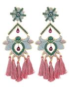 Mercedes Salazar Rose Paramo Flower Earrings Turquoise/pink 1size