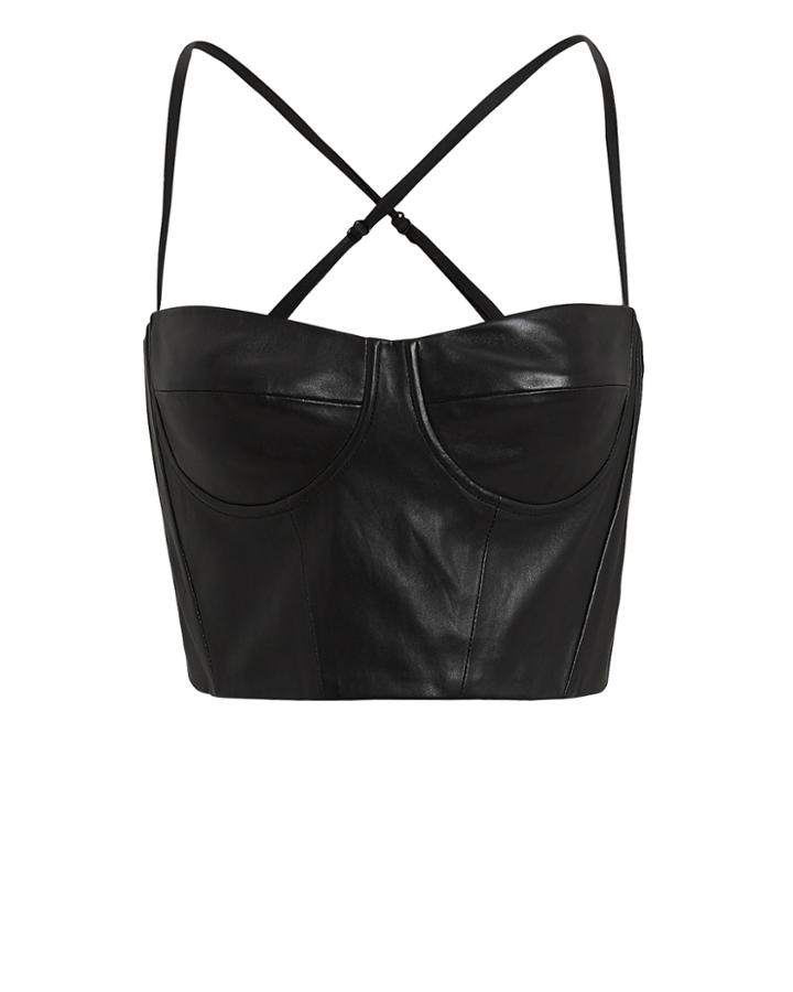 Mason Black Leather Bustier Top Black 4