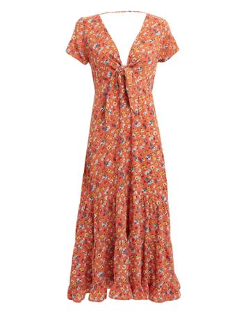 Auguste Agnes Fleur Midi Dress Orange/floral 12