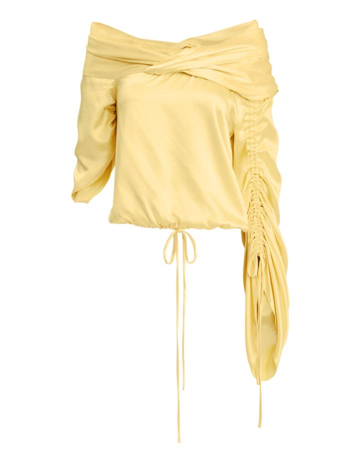 Hellessy Sunshine Asymmetrical Silk Top Yellow 2